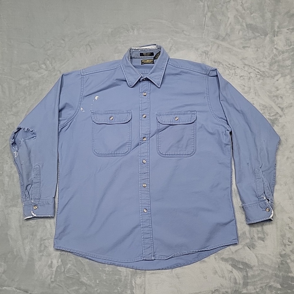 Vintage OshKosh B'Gosh Button Up Mens XL Blue Canvas Workwear Rugged Made In USA